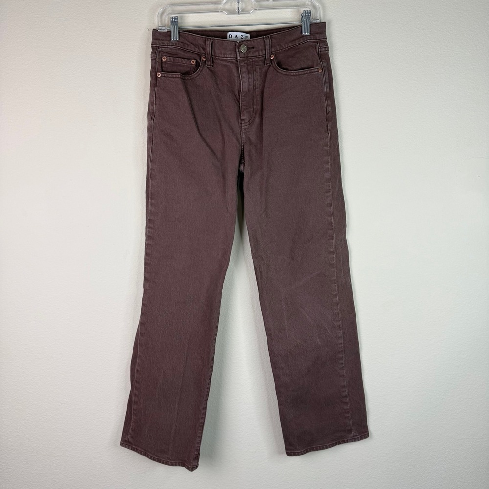 Daze Denim Jeans Womens 25 Tough Love Straight Leg Brown High Rise Neutral